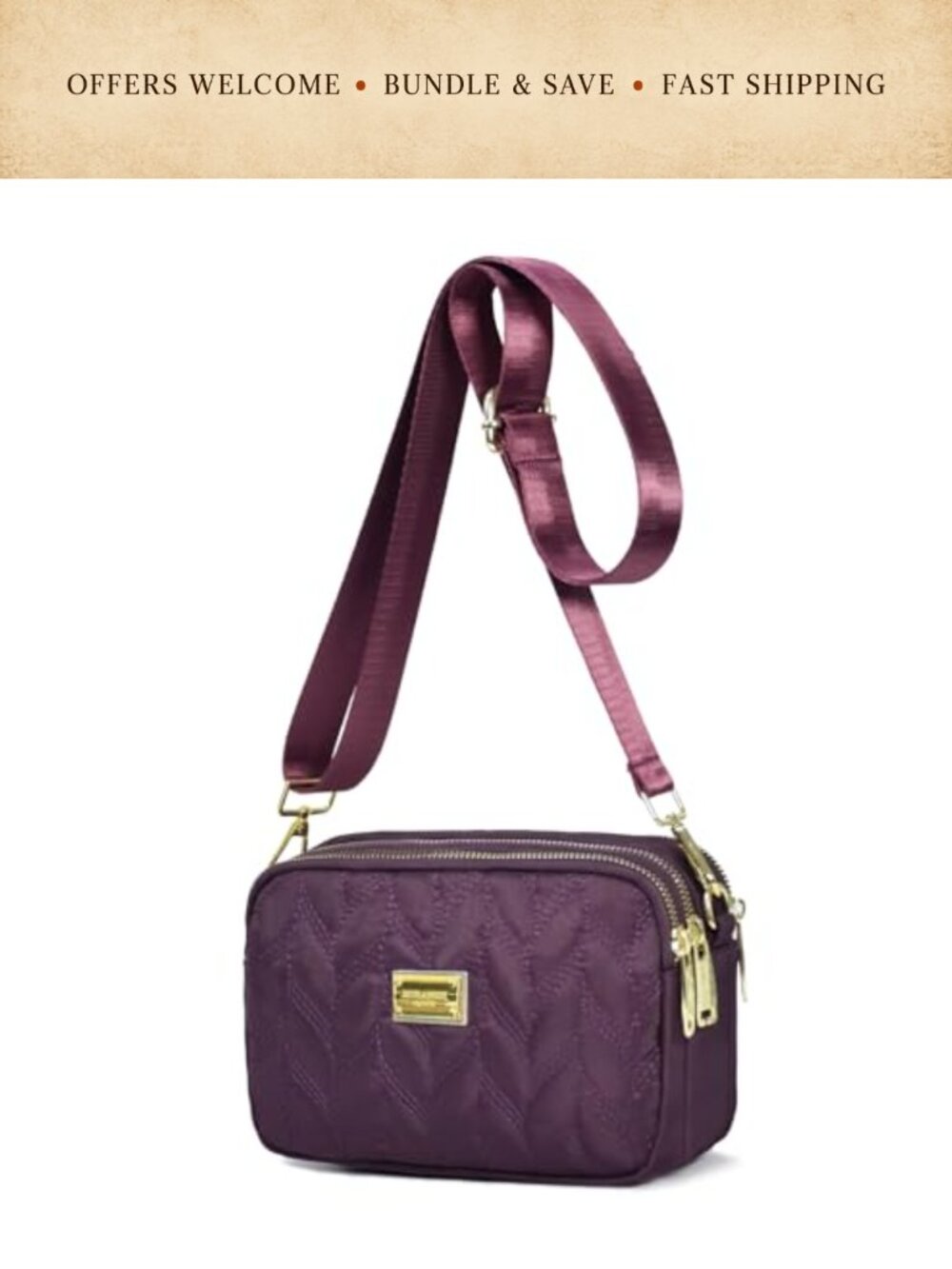 WITERY Quilted Nylon Crossbody Bag Lightweight Small Purses Travel